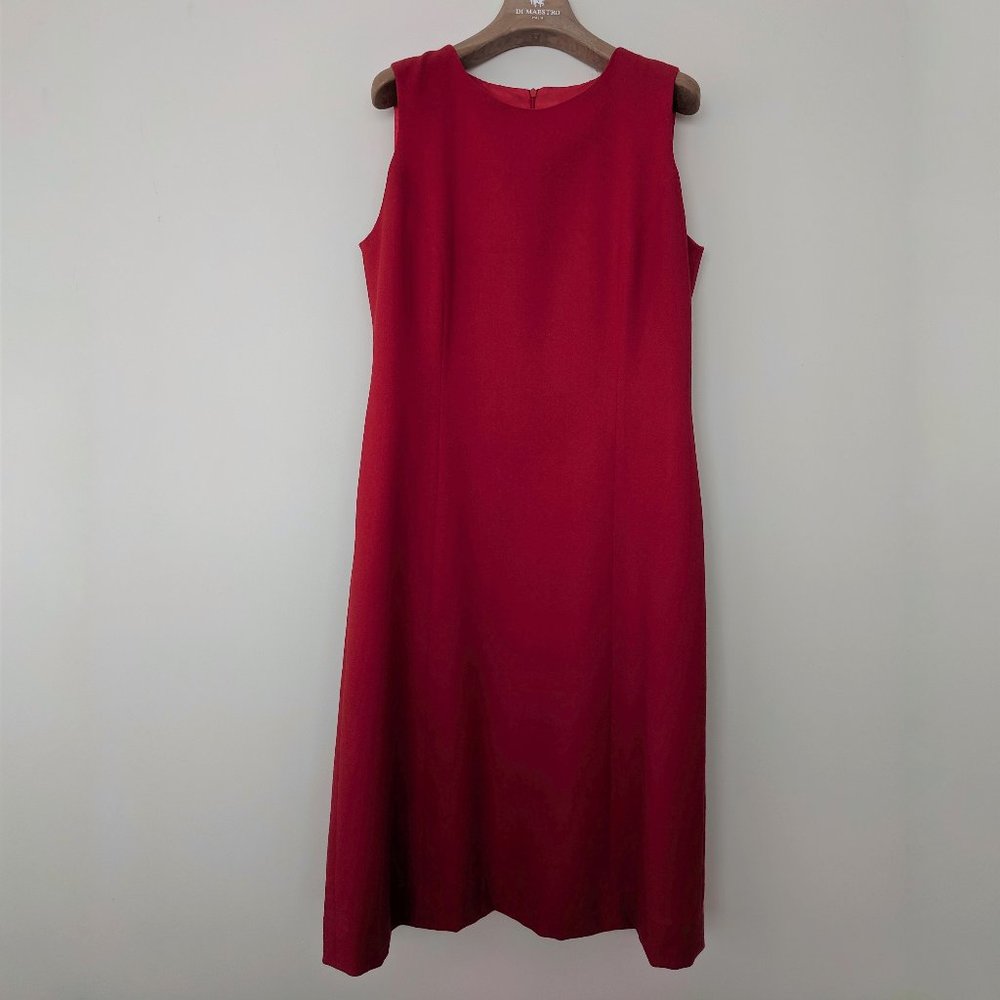 Doncaster red wool shift dress, 1976
